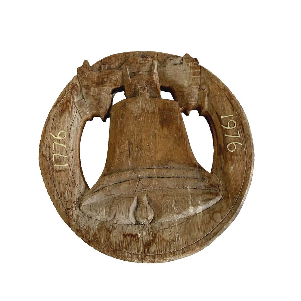 Vtg Sarna Carved Wooden Trivet Liberty Bell 1776 - 1976 Patriotic Kitchen Decor